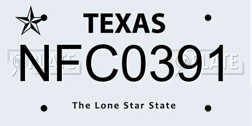 NFC0391 Texas License Plate