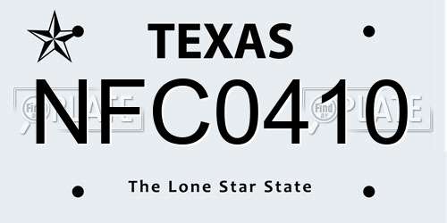 NFC0410 Texas License Plate