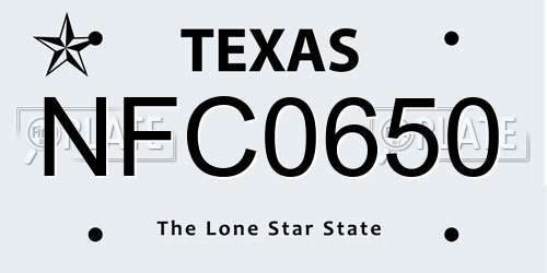 NFC0650 Texas License Plate