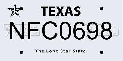 NFC0698 Texas License Plate
