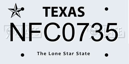 NFC0735 Texas License Plate