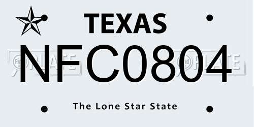 NFC0804 Texas License Plate