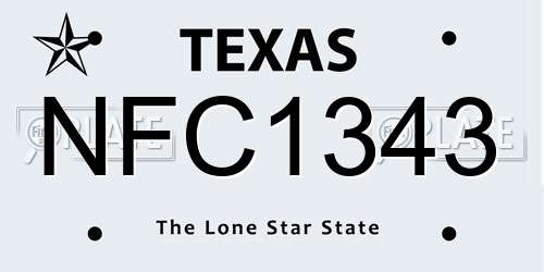 NFC1343 Texas License Plate