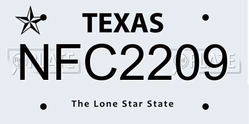 NFC2209 Texas License Plate