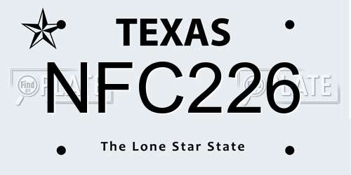 NFC226 Texas License Plate