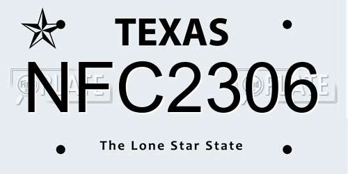 NFC2306 Texas License Plate