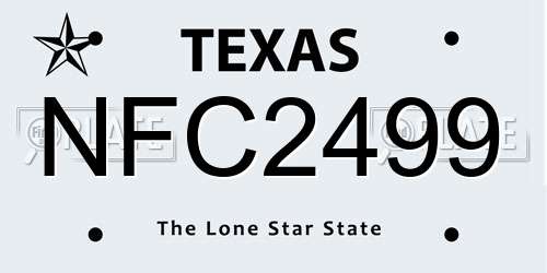 NFC2499 Texas License Plate