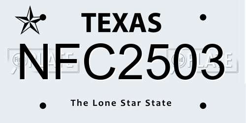 NFC2503 Texas License Plate