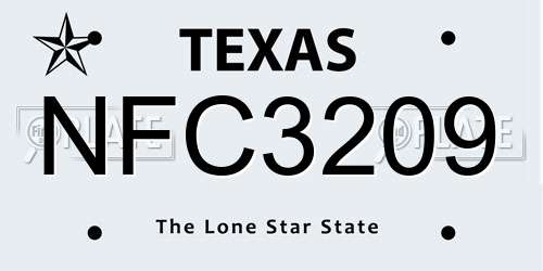 NFC3209 Texas License Plate