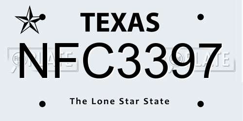 NFC3397 Texas License Plate