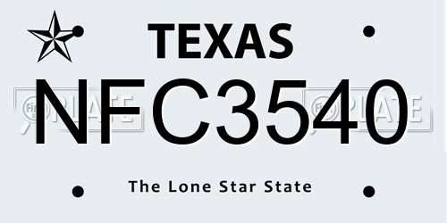 NFC3540 Texas License Plate