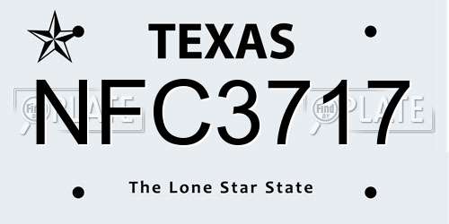 NFC3717 Texas License Plate