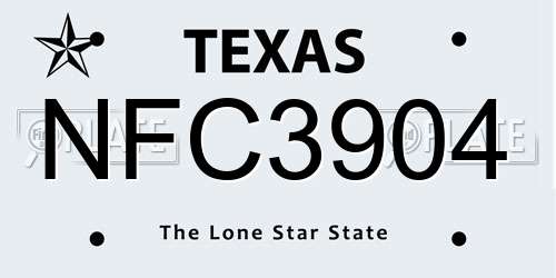 NFC3904 Texas License Plate