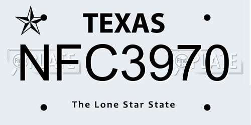 NFC3970 Texas License Plate
