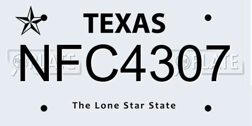 NFC4307 Texas License Plate