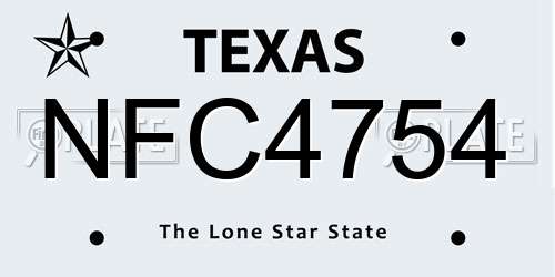 NFC4754 Texas License Plate