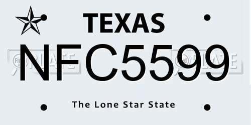 NFC5599 Texas License Plate