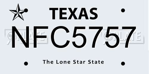 NFC5757 Texas License Plate