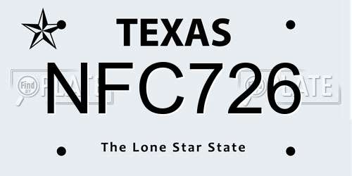 NFC726 Texas License Plate