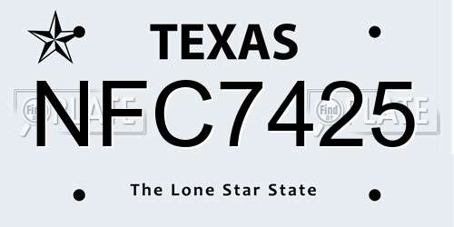 NFC7425 Texas License Plate