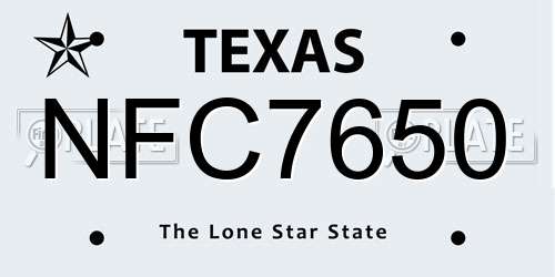 NFC7650 Texas License Plate