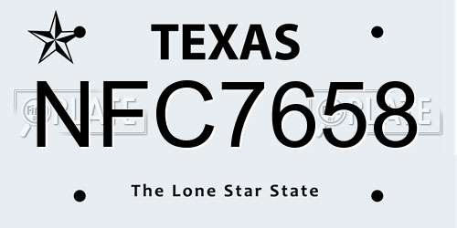 NFC7658 Texas License Plate