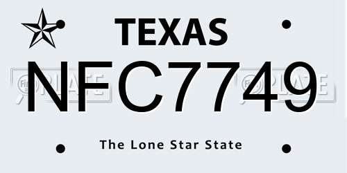 NFC7749 Texas License Plate