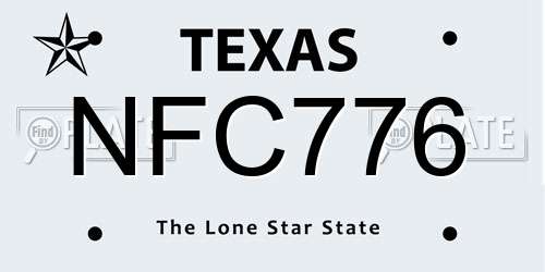 NFC776 Texas License Plate