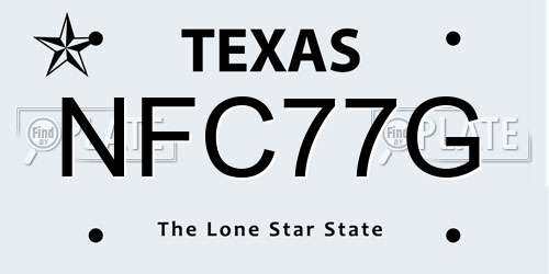NFC77G Texas License Plate