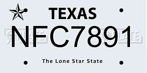 NFC7891 Texas License Plate