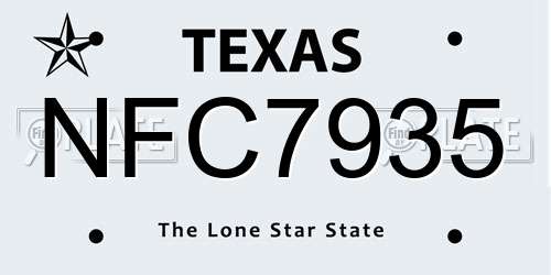 NFC7935 Texas License Plate