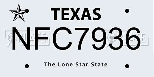 NFC7936 Texas License Plate