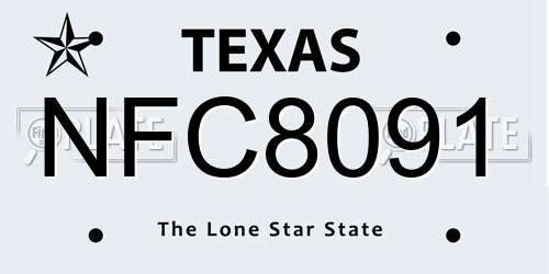 NFC8091 Texas License Plate