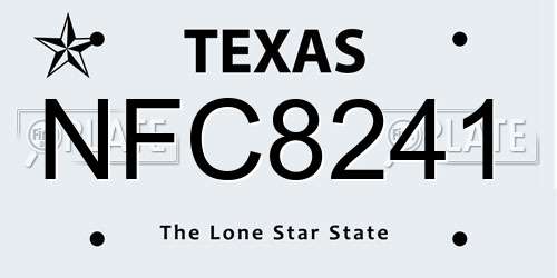 NFC8241 Texas License Plate