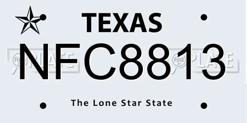 NFC8813 Texas License Plate