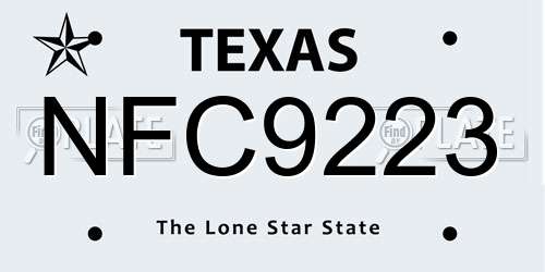 NFC9223 Texas License Plate