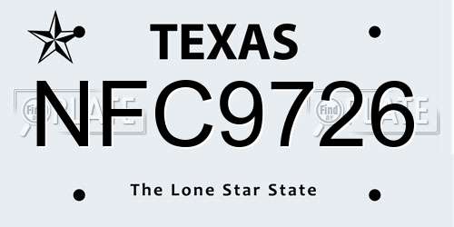 NFC9726 Texas License Plate