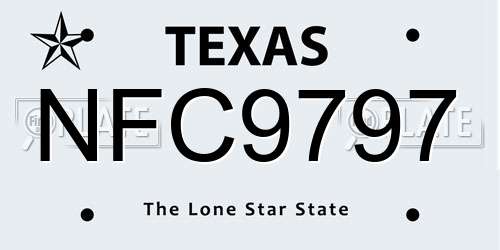 NFC9797 Texas License Plate