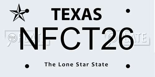 NFCT26 Texas License Plate