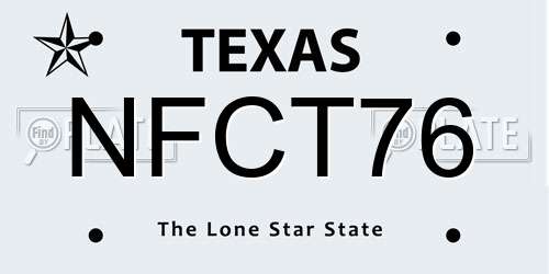 NFCT76 Texas License Plate