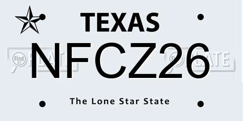 NFCZ26 Texas License Plate