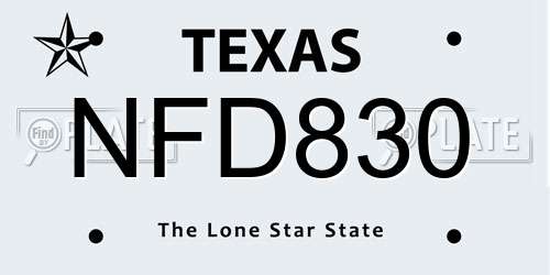 NFD830 Texas License Plate