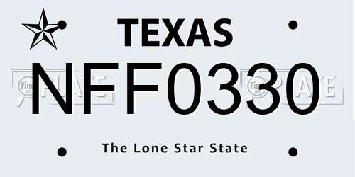 NFF0330 Texas License Plate