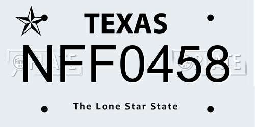 NFF0458 Texas License Plate