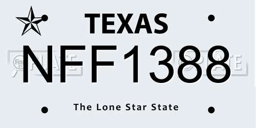 NFF1388 Texas License Plate