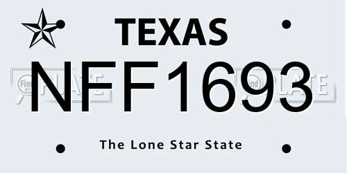 NFF1693 Texas License Plate