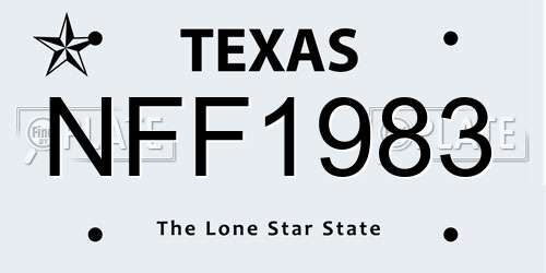 NFF1983 Texas License Plate