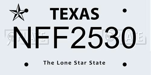 NFF2530 Texas License Plate