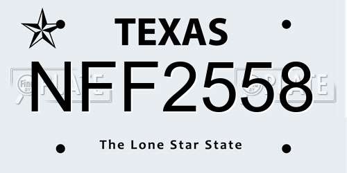 NFF2558 Texas License Plate