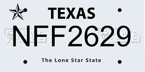 NFF2629 Texas License Plate
